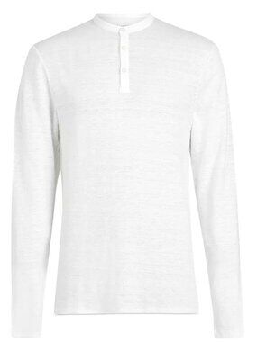 AllSaints White Linen Blend Long Sleeve Henley Shirt Size Small